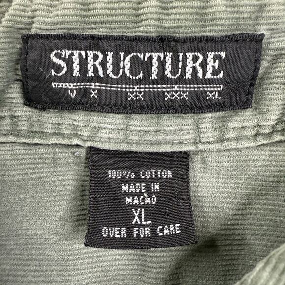 Vintage 90s Structure Shirt Men’s XL Green Corduroy Button Down Long Sleeve Y2K - Picture 3 of 6